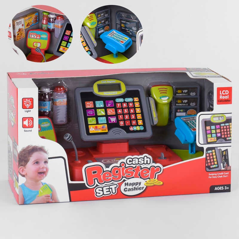 Кассовый аппарат 35559 B (6) свет, звук, встроенный калькулятор, трещотка, в коробке