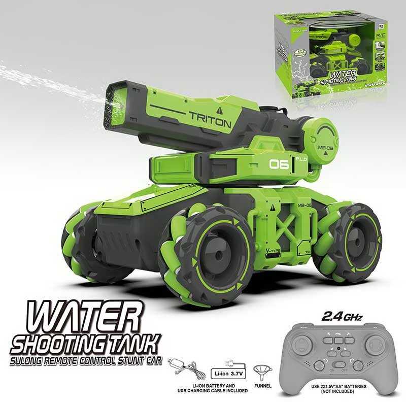 Танк на радіокеруванні SL 8014 A (18) стріляє водою, обертання на 360°, ковзання, пульт 2,4 GHz,  акум. 3.7V, USB-кабель, роликові колеса, тріскачка, лійка, в коробці