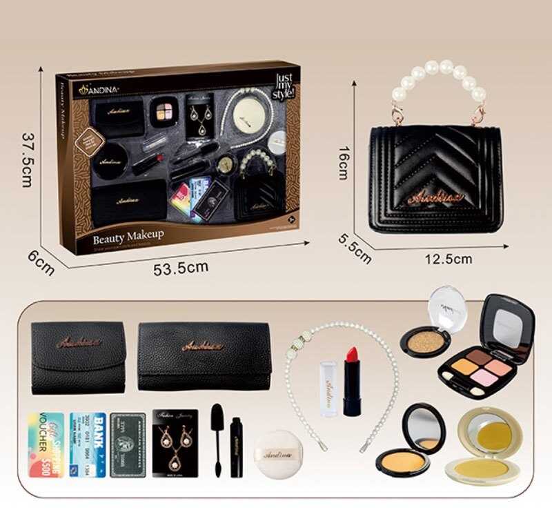 Набір аксесуарів 666-7 (24) сумочка, 2 гаманці, прикраси, імітація косметики, обруч, імітація карток, в коробці