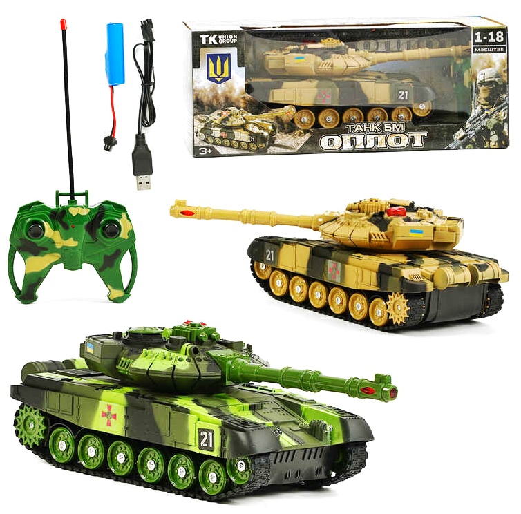 Танк на радіокеруванні "Оплот" 72942 , 2 кольори, "TK Group", масштаб 1:18, підсвічування, звуки, механічне обертання башти, гусеничний, акум. 3,7 V, в коробці