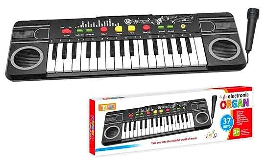 Синтезатор BD 9932 , 32 клавіші, 8 тонів, 12 ритмів, 2 ефекти барабана, регулювання гучності, мікрофон, 2 демонстраційні режими, в коробці