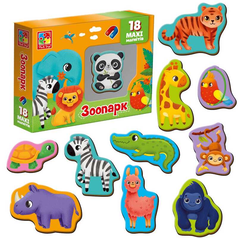 гр Набір магнітів "Зоо" VT 3106-25 укр (22) "Vladi Toys", 18 елементів, в коробці