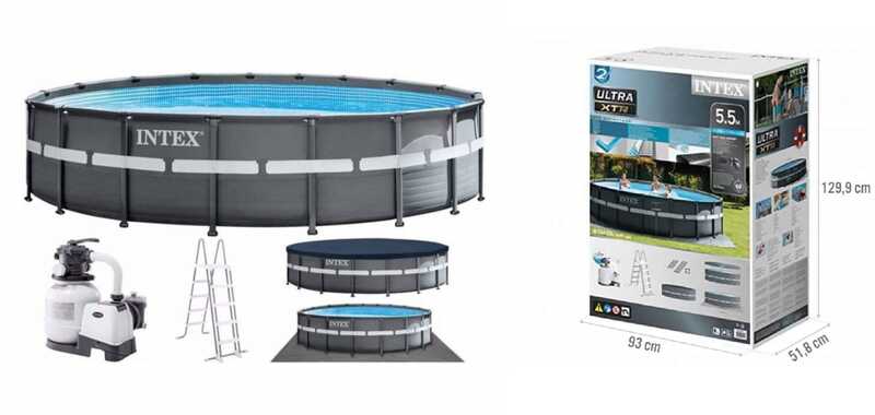 Intex Басейн каркасний 26330 NP (1) об'єм води:26423л, розмір: 549х132см, сходи, насос-фільтр піщаний – 6000 л/год, скіммер, в коробці