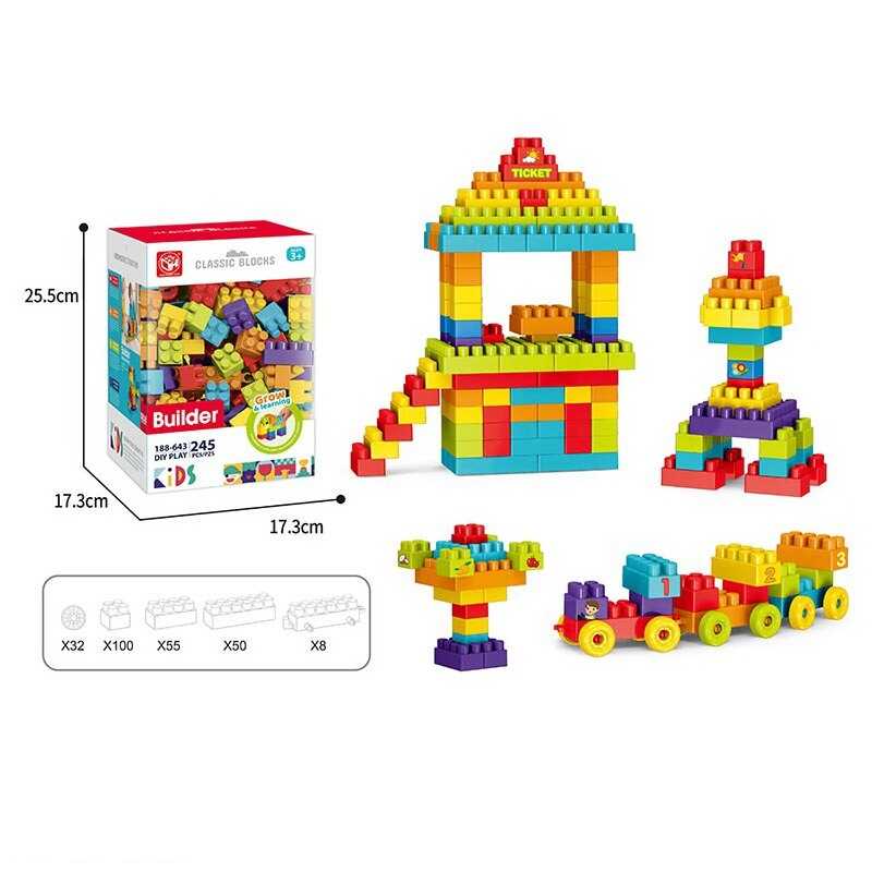 Конструктор 188-643 (24) 245 деталей, колеса, наліпки, в коробці