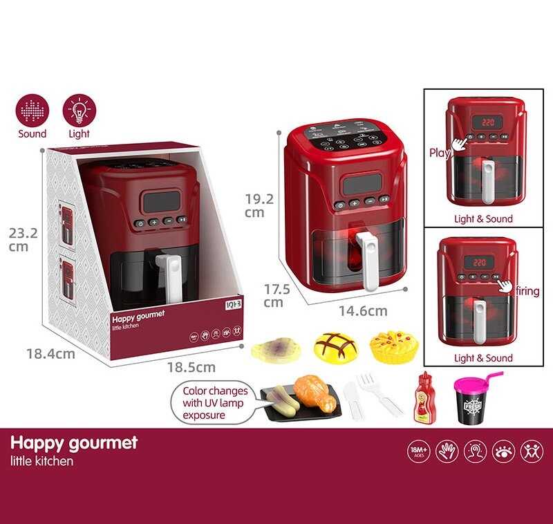 Аерогриль A 1012-8 (24)  розмір - 14.6х17.5х19.2 см,  підсвічування, звук, харчові продукти, тарілка, виделка, ніж, в коробці