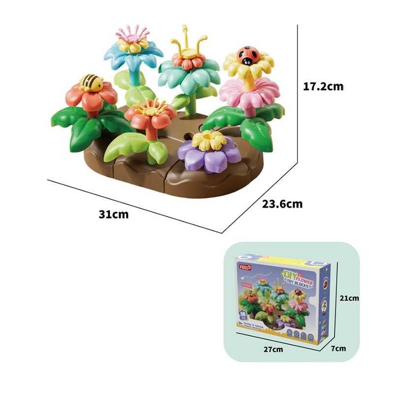 Конструктор FL 3102 (32) “Квітковий сад”, 38 елементів, розмір 31х23.6х17.2 см, в коробці