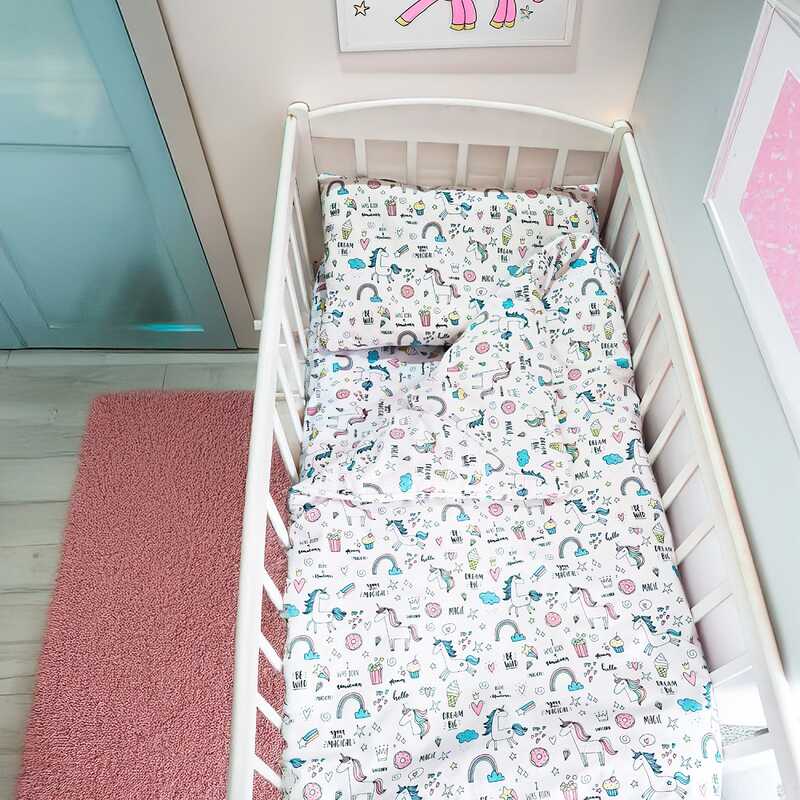 гр Постільний комплект "Єдинороги" 66756 (1) тканина БЯЗЬ Gold Lux, розмір 110*90 см "Bimbo"