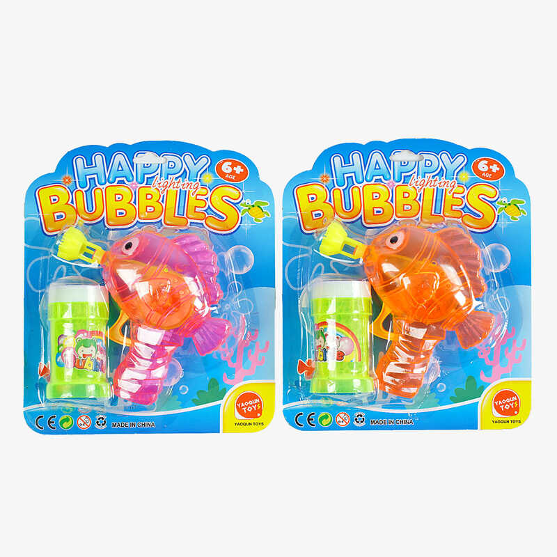 Пістолет з мильними бульбашками 9905 A (216/2) 2 кольори, механічний, прозорий корпус, пляшечка із мильною рідиною, на листі