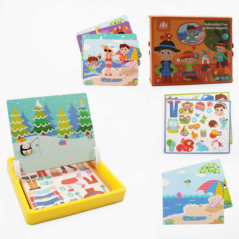 Дерев'яна магнітна дошка С 74454 (28) маркер, картки, магніт, назви англійською мовою, в коробці