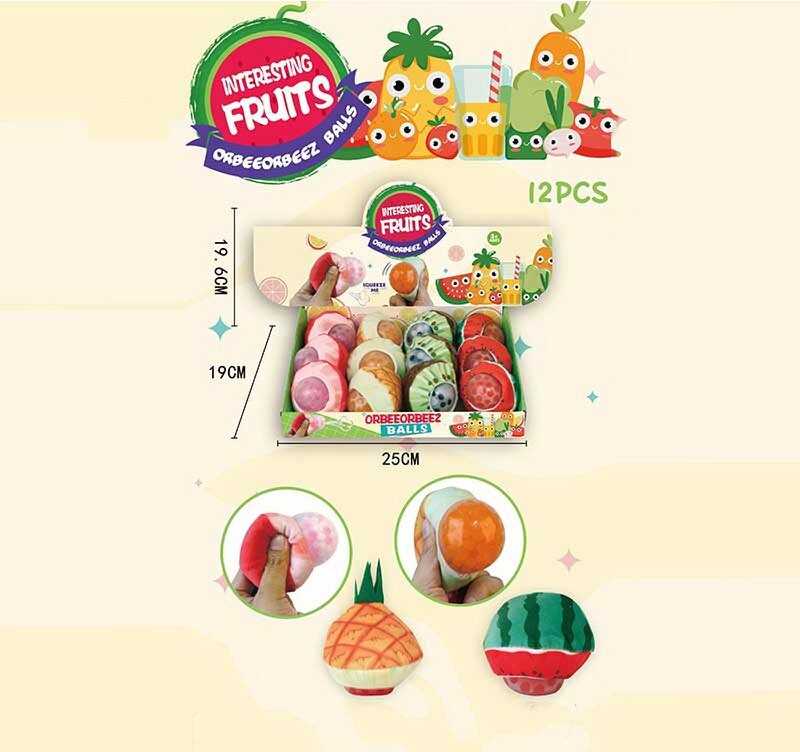 Антистрес YC 894 (12) ЦІНА ЗА 12 ШТУК В БЛОЦІ, фрукти і ягоди, текстиль, м'які орбізи, розмір - 8х8х5.5 см, у коробці