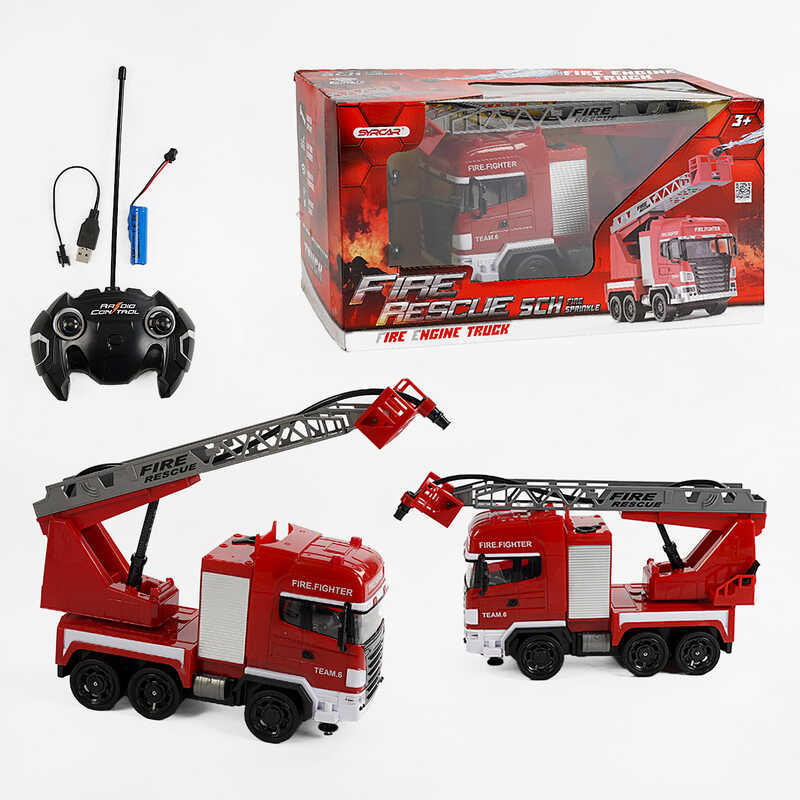 Машина на радіокеруванні 666-191 NA (12) “Пожежна техніка”, підсвічування, акум. 3,7 V, подача води, в коробці