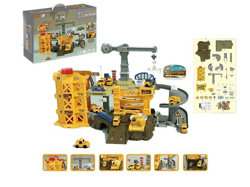 Трек ZX 661 A (16) “Будівництво”, механічний підйомник, кран, 4 машинки, в коробці