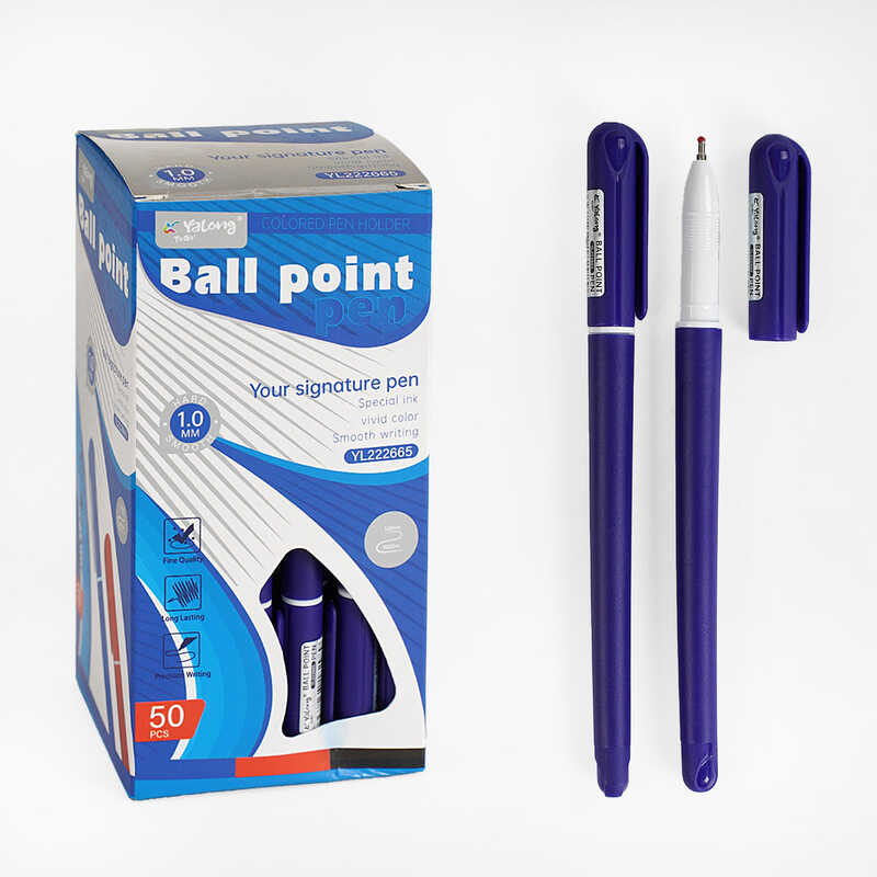 Ручка С 62095 (80) ЦІНА ЗА 50 ШТУК В БЛОЦІ, кулькова, синя паста, товщина лінії 1 мм