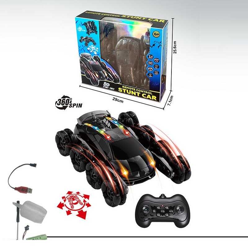 Машина на радіокеруванні H 12 (24) підсвічування, музика, роликові колеса, парогенерація, перевертиш, акум. 3.7V, пульт 2.4G, USB-кабель, обертається на 360, зміна висоти коліс, в коробці