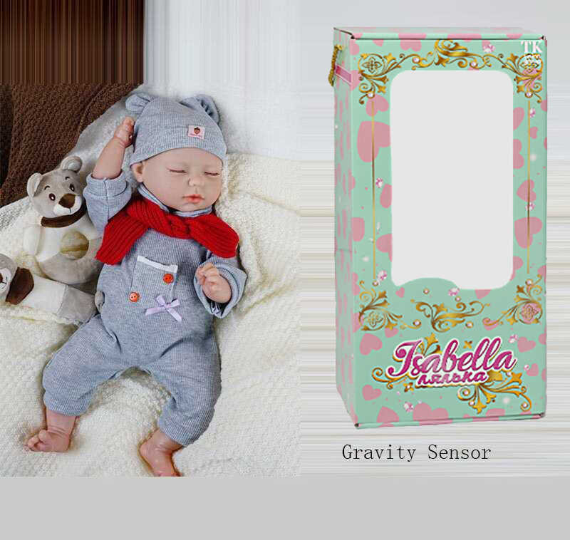 Пупс QM 24010 (12) "TK Group", функціональний, датчик руху, звуки: сміх, плач, засинає, висота: 42 см, гумовий, пустушка, пляшечка, памперс, шарф, капелюшок, в коробці