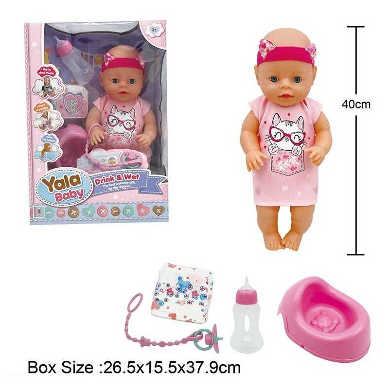 Пупс YL 2440 A-G (16) висота 40см, знімний одяг, аксесуари, ходить на горщик, заплющує очі, рухливі кінцівки, п’є з пляшечки, в коробці