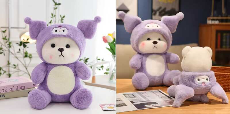 М’яка іграшка M 17942 (80) “Ведмедик”, висота 33см, сидяча, пластикові очі, знімний капюшон