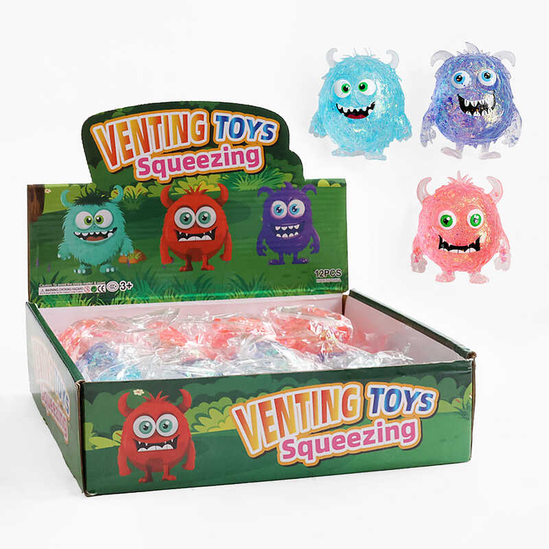 Гра антистрес C 72741 (12) ЦІНА ЗА 12 ШТУК В БЛОЦІ, “Монстрик”, гелеве наповнення, блискітки, розмір 7х4х7 см, в коробці