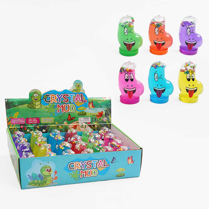 Лизун C 68866 (20) ЦІНА ЗА 24 ШТУКИ В БЛОЦІ, глітер, пінопластові кульки, в коробці