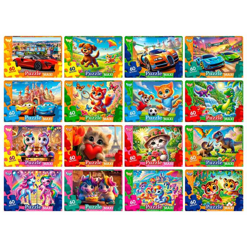 гр Пазли 60 ел. максі с.11 Mx60-11-01,02,03,04...16 (16) ВИДАЄТЬСЯ МІКС ВИДІВ "Danko Toys"