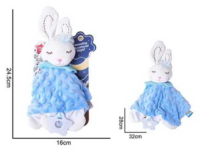 Брязкальце-комфортер 688 M68 (96) "Зайченя", текстильне, гумовий прорізувач, шумливі вушка, петелька для підвішування, в пакеті