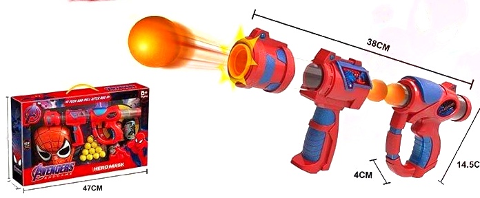 Герой - набір «Спайдермен»   892-2 , автомат із помповим механізмом, 10 м’яких кульок, мішені, в коробці