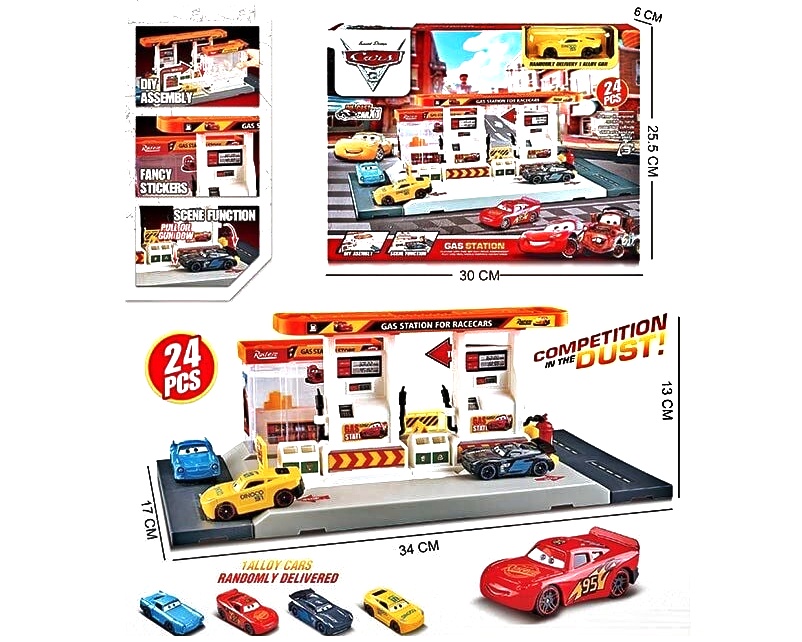 Парковка MH 186  “Заправка”, герої «Тачка» , 24 елементи, машинка, наліпки, в коробці