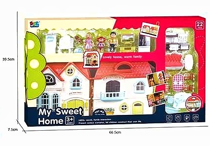 Будиночок 16849 , дверний дзвінок, підсвічування ліхтарів, меблі, ляльки, в коробці