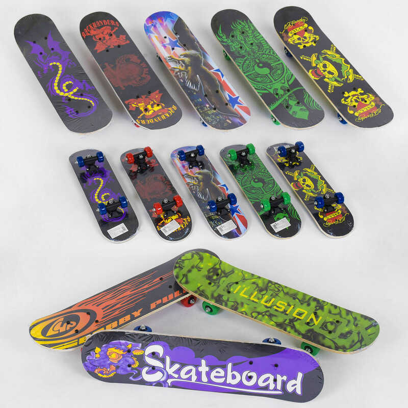 Скейт F 22224 (24) ВИДАЄТЬСЯ ТІЛЬКИ МІКС ВИДІВ, 8 видів, колесо d = 5cm, PVC, довжина дошки = 60см