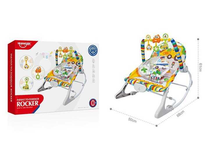 Шезлонг HE 0655 (6) регулювання гучності, мелодії, 3 підвіски, заспокійлива вібрація, на батарейках, регулювання положення, в коробці