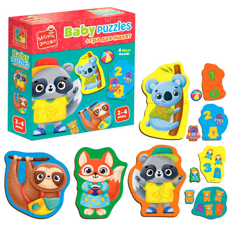 гр Пазли картонні з грою "Тварини. Іграшки" VT1722-27 укр (28) "Vladi Toys"