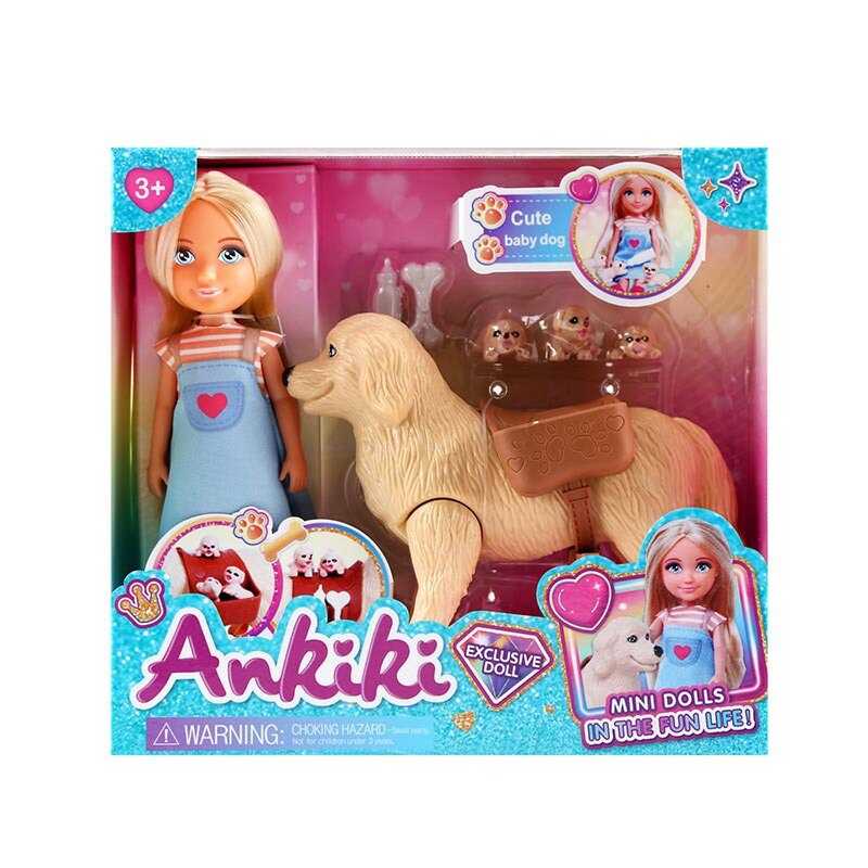 Лялька з аксесуарами 606001 (48) висота ляльки - 13 см, собака, цуцики, муляжі їжі для тварин, в коробці