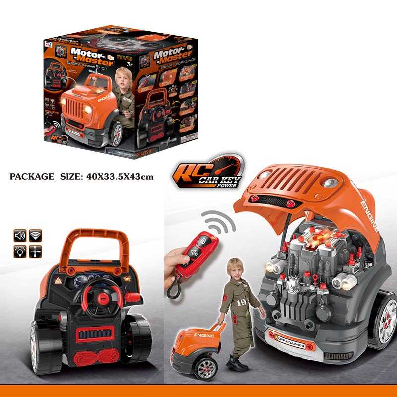 Машина-конструктор 008-979 (3) 61 деталь, звук, підсвічування, коробка передач, деталі, інструменти, наліпки, електронний ключ, в коробці