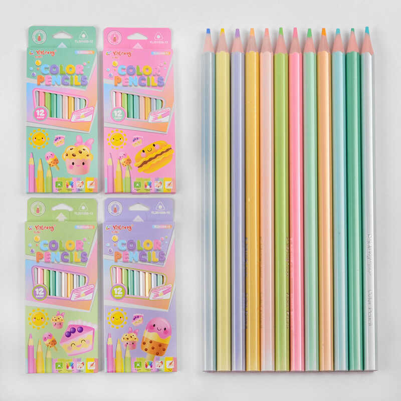 Олівці С 50581 (240) 4 види, пастельні відтінки, 12 шт. в коробці