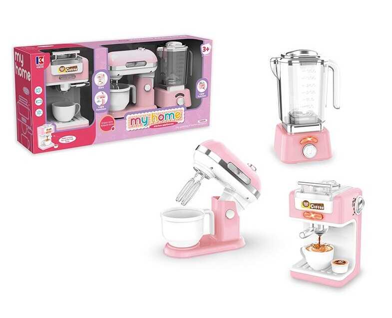 Набір побутової техніки 8058 (24) звуки, підсвічування, міксер, кавоварка, блендер, чашка, в коробці