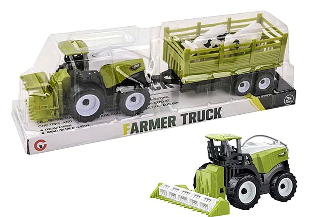 Комбайн с причепом 9970-2B , 2 фігурки тварин , 3 види , у слюді