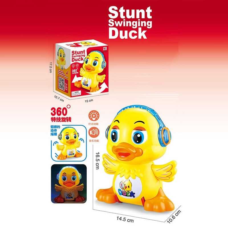 Музичне каченя YJ 3014 (72/2) підсвічування, музика, колеса вільного ходу, рухає крильцями, обертається, в коробці