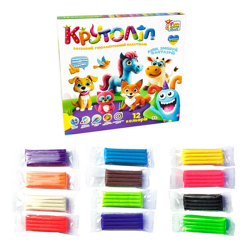 гр Пластилін восковий 54674 (7) "4FUN Game Club", 12 неонових кольорів, в коробці