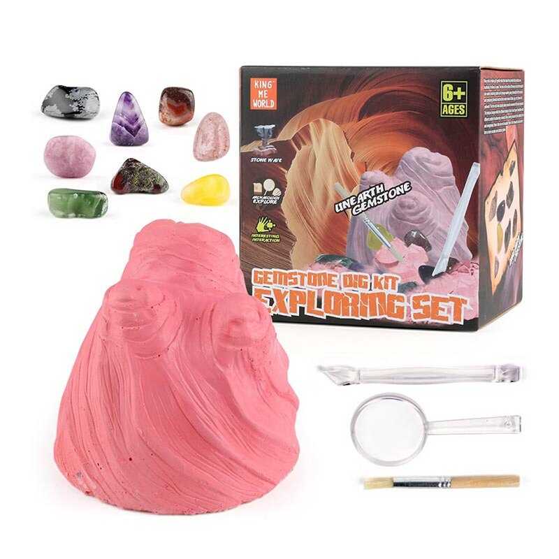 Розкопки JM 908 (48/2) щітка, лупа, долото, мінерали, в коробці