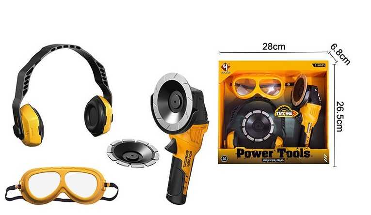 Набір інструментів T 057 (24) шліфувальна машинка, механічний принцип роботи, окуляри, навушники, змінна насадка, в коробці