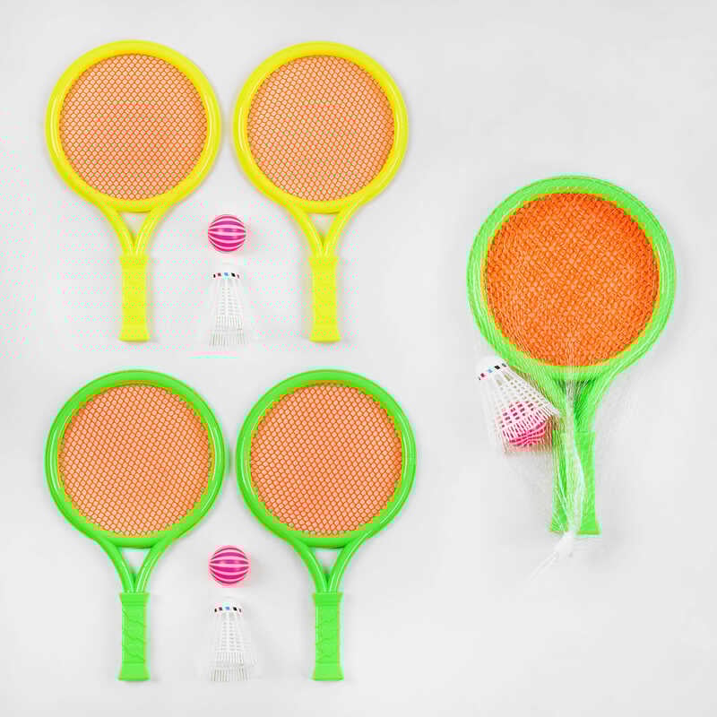 Набір ракеток 009-1 (240/2) 2 кольори, м'ячик, воланчик, в сітці