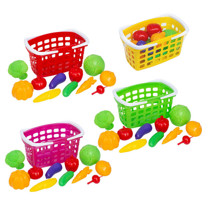 гр Кошик з ручкою та овочами 010/7 (10) "Bamsic", розмір - 31х18х17, 11 овочів, в сітці