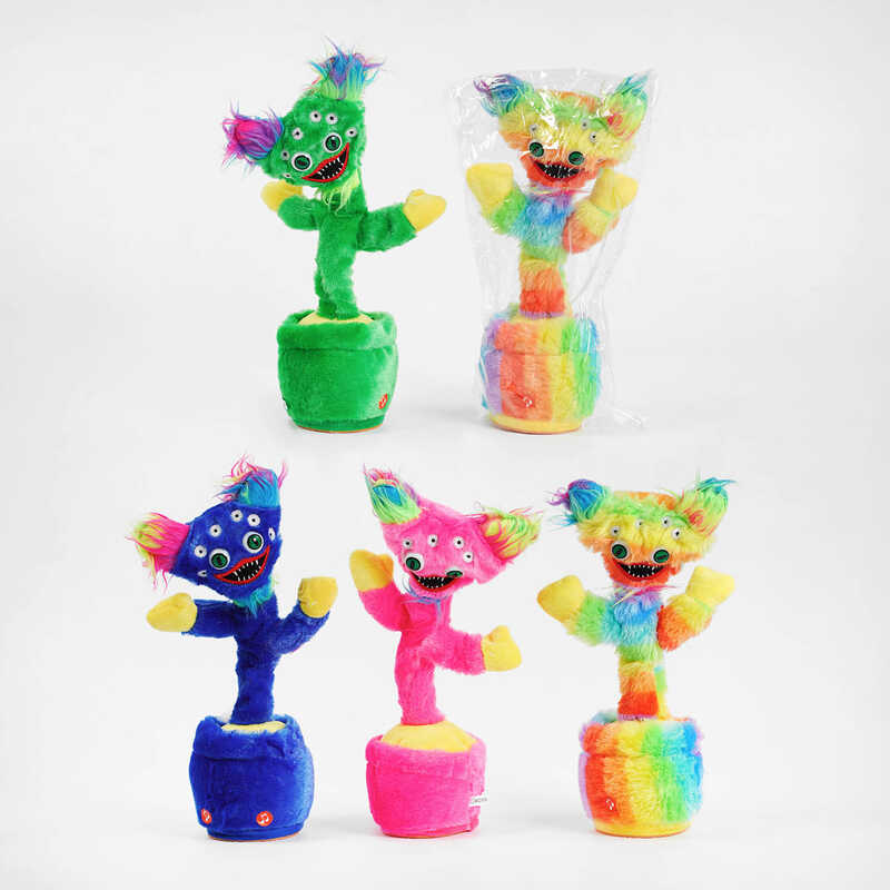 Інтерактивна іграшка С 53130 (100) "Кольоровий чудик", 4 види, звук, світло, функція запису голосу, танцює, h-35 см, в пакеті