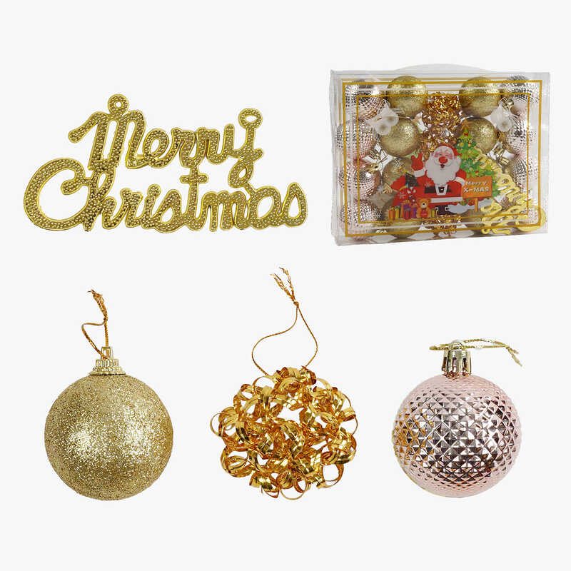 Новорічні прикраси C 67329 (72) 21 штука, кульки, підвіска, D = 4,5 см, у слюді