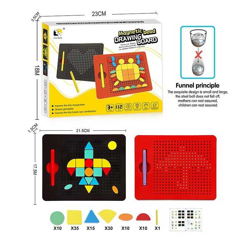 Дошка магнітна TSQ - 380 A (48) 2 види, магнітна гра, мозаїка, 112 деталей,  в коробці