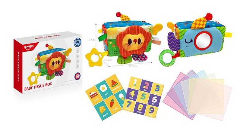 Брязкальце HE 8054 (72) м’яке, пискавка, шелесткі елементи, прорізувач, люстерко, килимки, в коробці