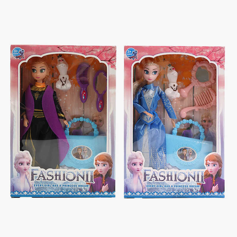 Лялька D 1204 (96/2) 2 види, висота 29 см, фігурка, сумочка, гребінець, дзеркальце, в коробці