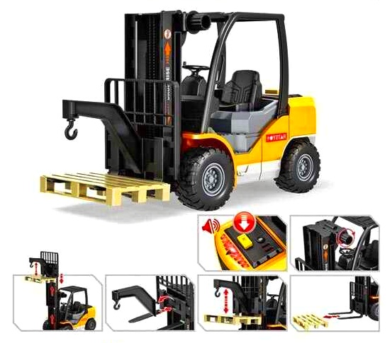 Спецтехніка 666-61 R “Навантажувач”, масштаб 1:14, механічний підіймач, звуки, підсвічування, рухомі елементи, гумові шини, піддон, в коробці