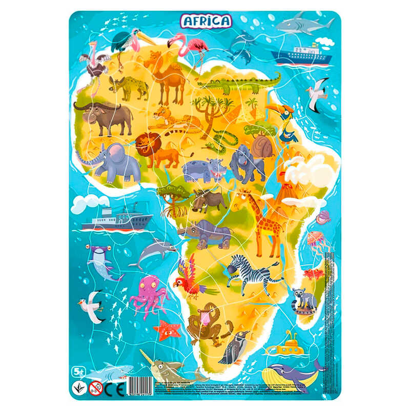 гр Пазли картонні (5-7 років) з рамкою "Африка" R 300175 (24) 53 деталі "Dodo"