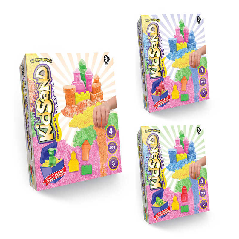 гр Кінетичний пісок "KidSand" 400г KS-04-01U,02U.03U (16) "Danko Toys" ВИДАЄТЬСЯ МІКС ВИДІВ